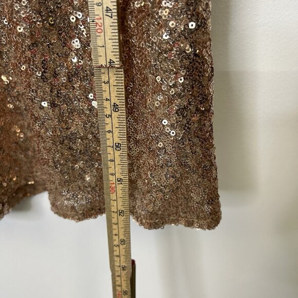 Theia Rose Gold Sequin Evening Gown Women’s Size 20 Formal Maxi Dress - Picture 6 of 8